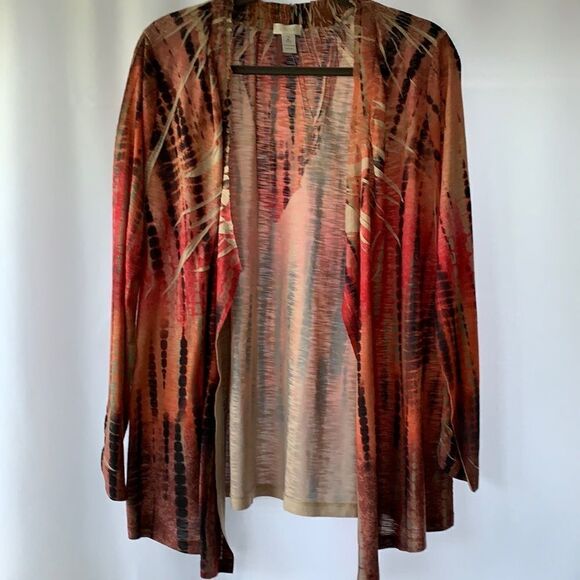 Chico’s size 2 cardigan wrap.  Size up or down with this crinkle material design - Picture 1 of 8